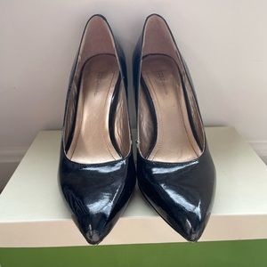 BCBG black patent pump heels